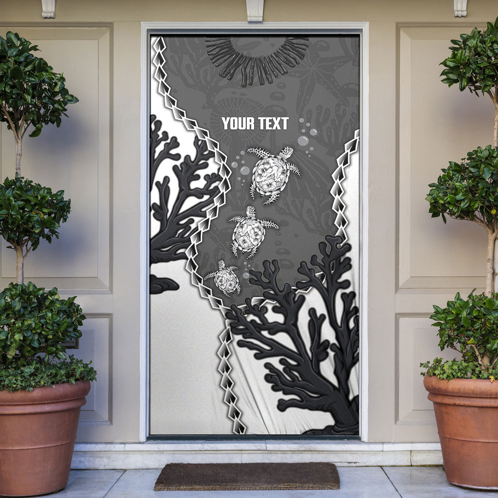 Personalized Black Coral Hawaii Door Cover Ekaha Ku Moana Honu Sea Turtle