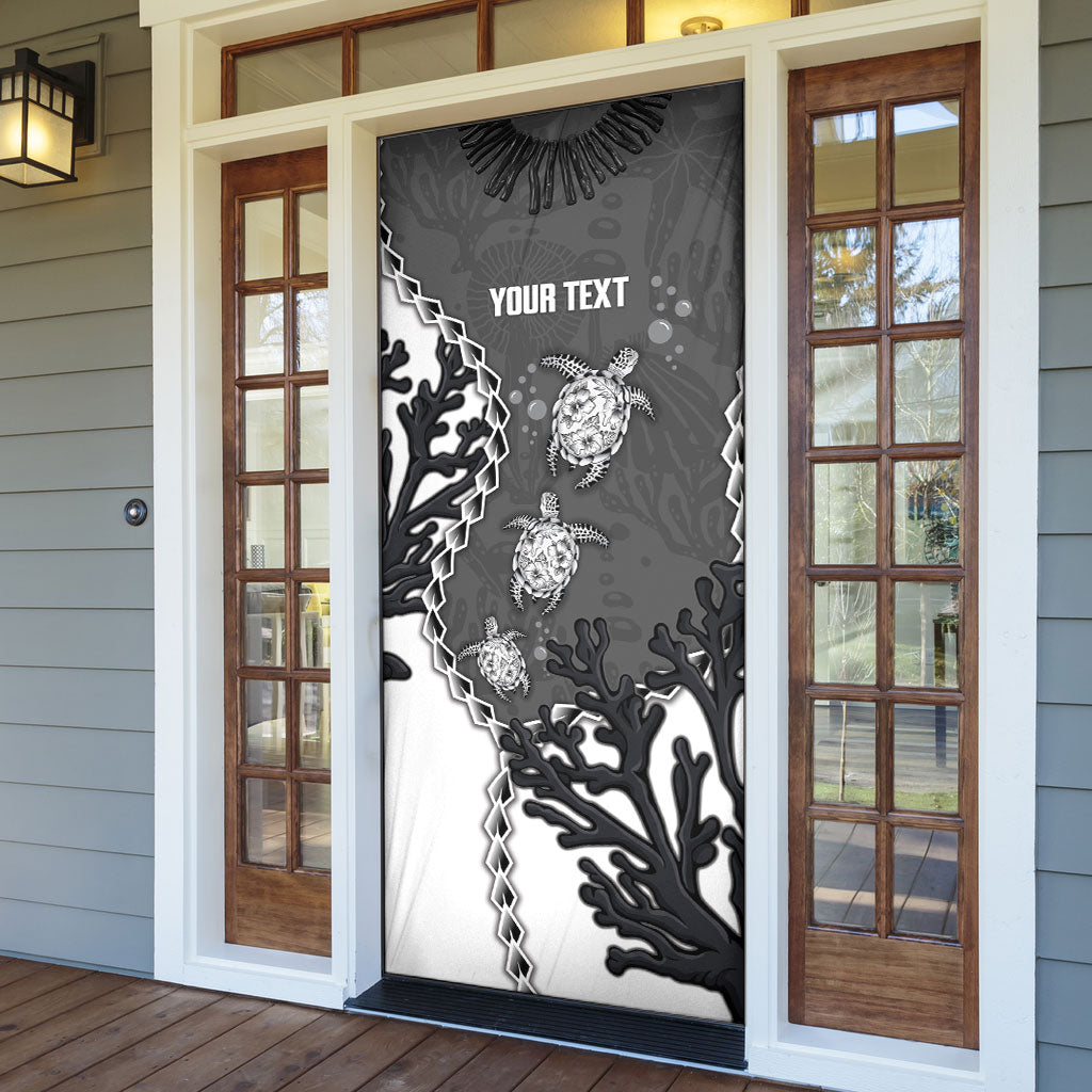 Personalized Black Coral Hawaii Door Cover Ekaha Ku Moana Honu Sea Turtle