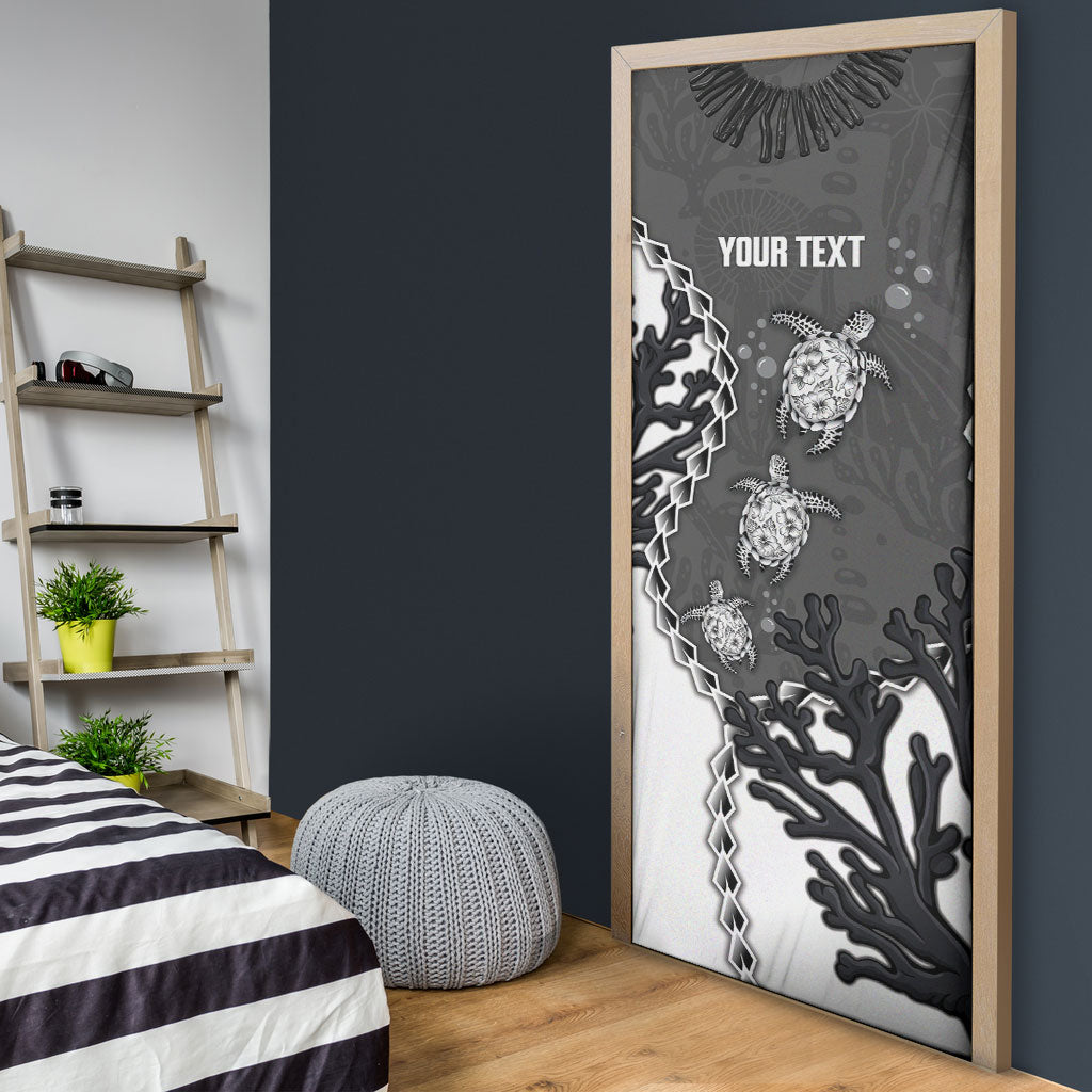 Personalized Black Coral Hawaii Door Cover Ekaha Ku Moana Honu Sea Turtle