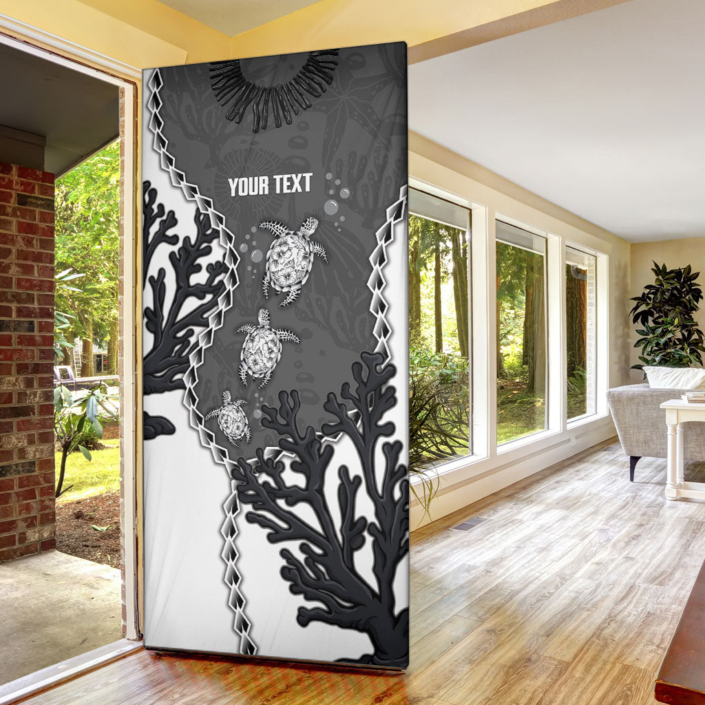Personalized Black Coral Hawaii Door Cover Ekaha Ku Moana Honu Sea Turtle