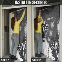 Personalized Black Coral Hawaii Door Cover Ekaha Ku Moana Honu Sea Turtle