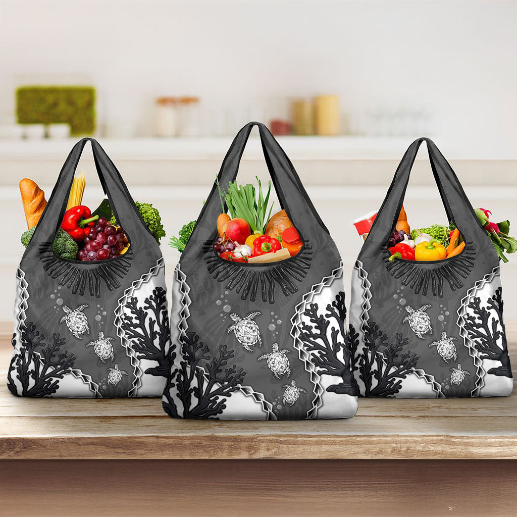 Black Coral Hawaii Grocery Bag Ekaha Ku Moana Honu Sea Turtle