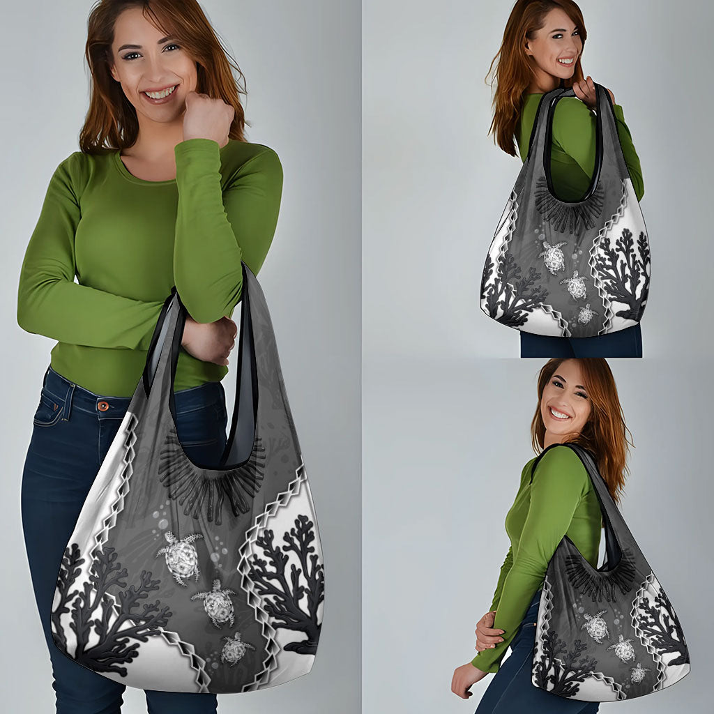 Black Coral Hawaii Grocery Bag Ekaha Ku Moana Honu Sea Turtle