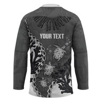 Personalized Black Coral Hawaii Hockey Jersey Ekaha Ku Moana Honu Sea Turtle