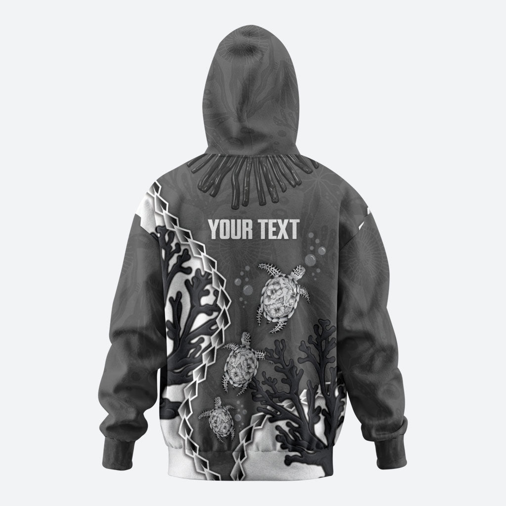 Personalized Black Coral Hawaii Hoodie Ekaha Ku Moana Honu Sea Turtle