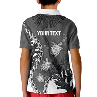 Personalized Black Coral Hawaii Kid Polo Shirt Ekaha Ku Moana Honu Sea Turtle