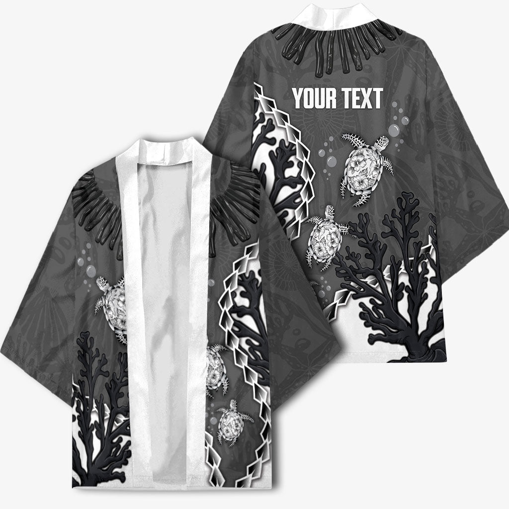 Personalized Black Coral Hawaii Kimono Ekaha Ku Moana Honu Sea Turtle