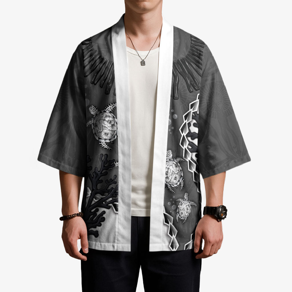 Personalized Black Coral Hawaii Kimono Ekaha Ku Moana Honu Sea Turtle