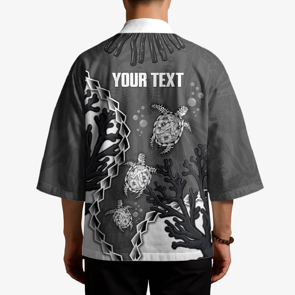 Personalized Black Coral Hawaii Kimono Ekaha Ku Moana Honu Sea Turtle