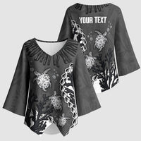 Personalized Black Coral Hawaii Kimono Sleeve Blouse Ekaha Ku Moana Honu Sea Turtle