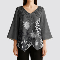 Personalized Black Coral Hawaii Kimono Sleeve Blouse Ekaha Ku Moana Honu Sea Turtle