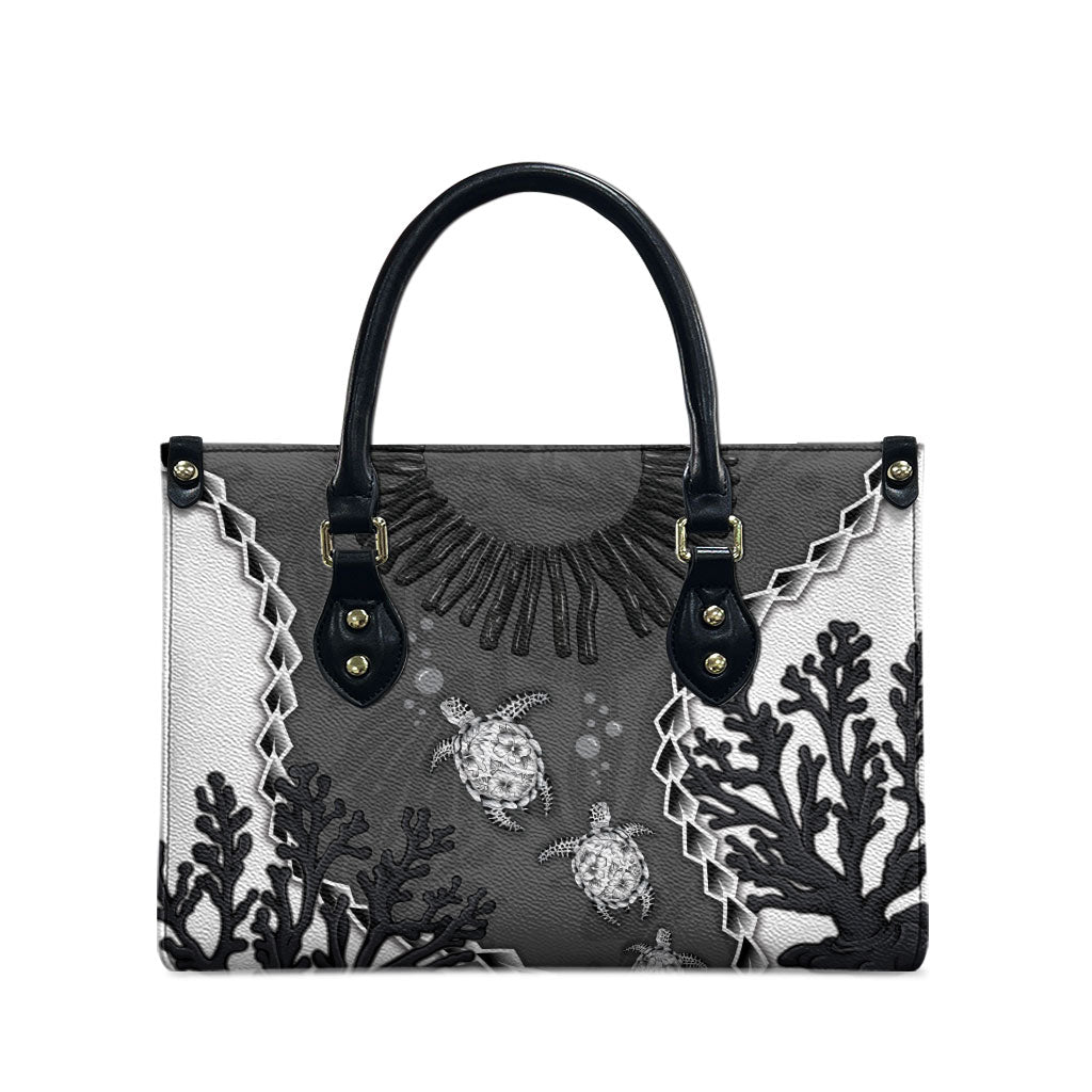 Black Coral Hawaii Leather Bag Ekaha Ku Moana Honu Sea Turtle