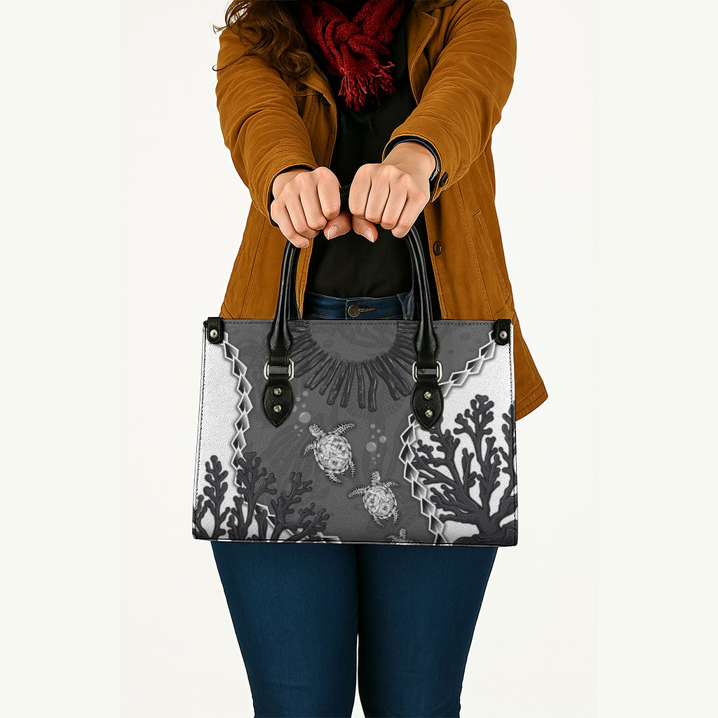 Black Coral Hawaii Leather Bag Ekaha Ku Moana Honu Sea Turtle