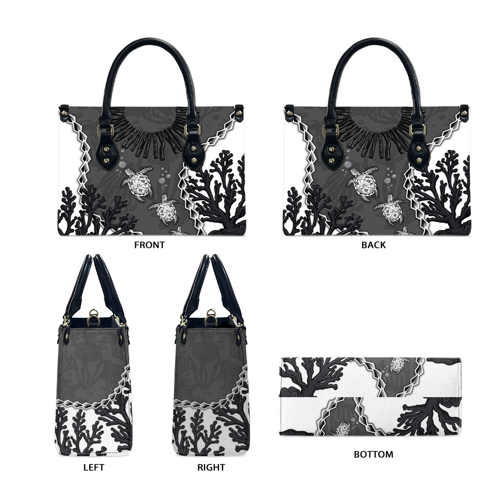 Black Coral Hawaii Leather Bag Ekaha Ku Moana Honu Sea Turtle