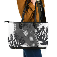 Black Coral Hawaii Leather Tote Bag Ekaha Ku Moana Honu Sea Turtle