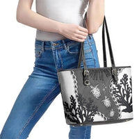Black Coral Hawaii Leather Tote Bag Ekaha Ku Moana Honu Sea Turtle