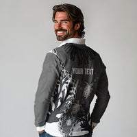 Personalized Black Coral Hawaii Long Sleeve Polo Shirt Ekaha Ku Moana Honu Sea Turtle