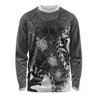 Personalized Black Coral Hawaii Long Sleeve Shirt Ekaha Ku Moana Honu Sea Turtle