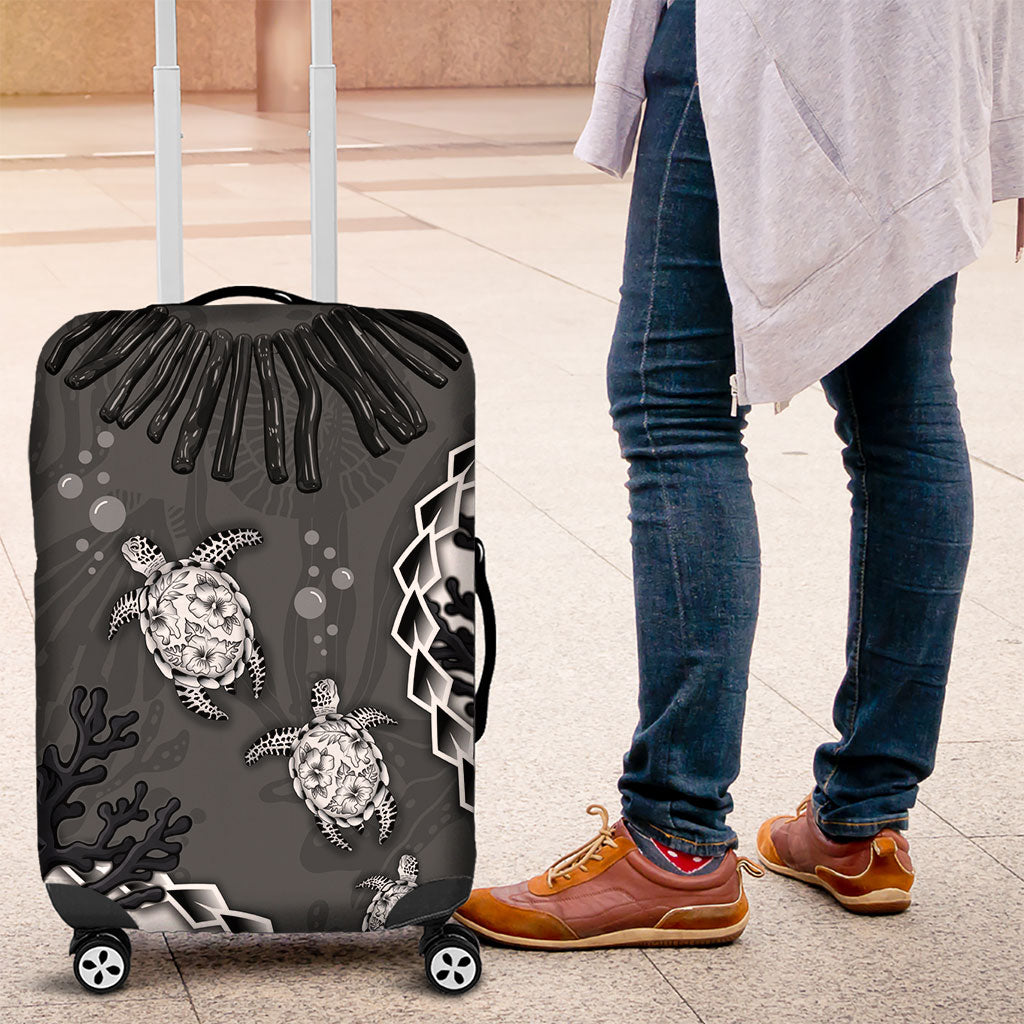 Black Coral Hawaii Luggage Cover Ekaha Ku Moana Honu Sea Turtle