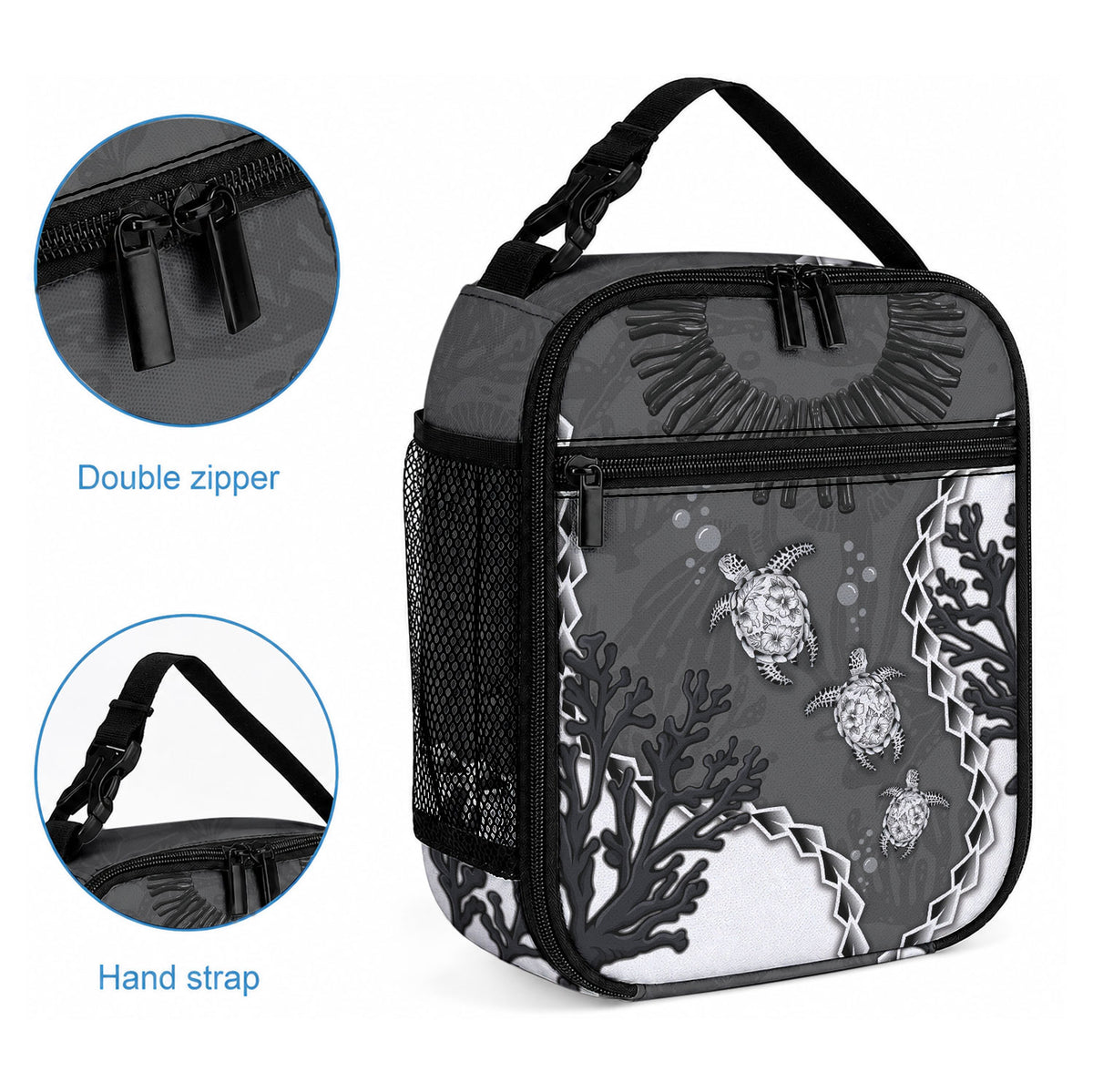 Black Coral Hawaii Lunch Bag Ekaha Ku Moana Honu Sea Turtle