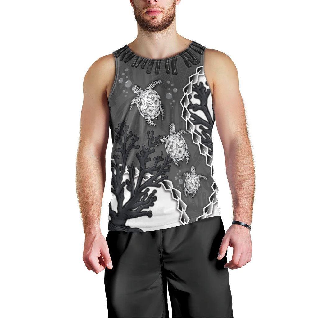 Personalized Black Coral Hawaii Men Tank Top Ekaha Ku Moana Honu Sea Turtle
