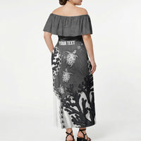 Personalized Black Coral Hawaii Off Shoulder Maxi Dress Ekaha Ku Moana Honu Sea Turtle