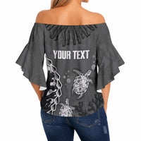 Personalized Black Coral Hawaii Off Shoulder Wrap Waist Top Ekaha Ku Moana Honu Sea Turtle