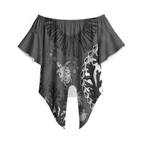 Personalized Black Coral Hawaii Off Shoulder Wrap Waist Top Ekaha Ku Moana Honu Sea Turtle