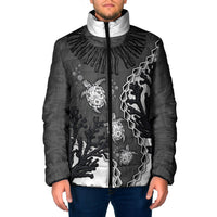 Personalized Black Coral Hawaii Padded Jacket Ekaha Ku Moana Honu Sea Turtle