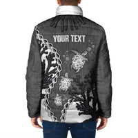 Personalized Black Coral Hawaii Padded Jacket Ekaha Ku Moana Honu Sea Turtle
