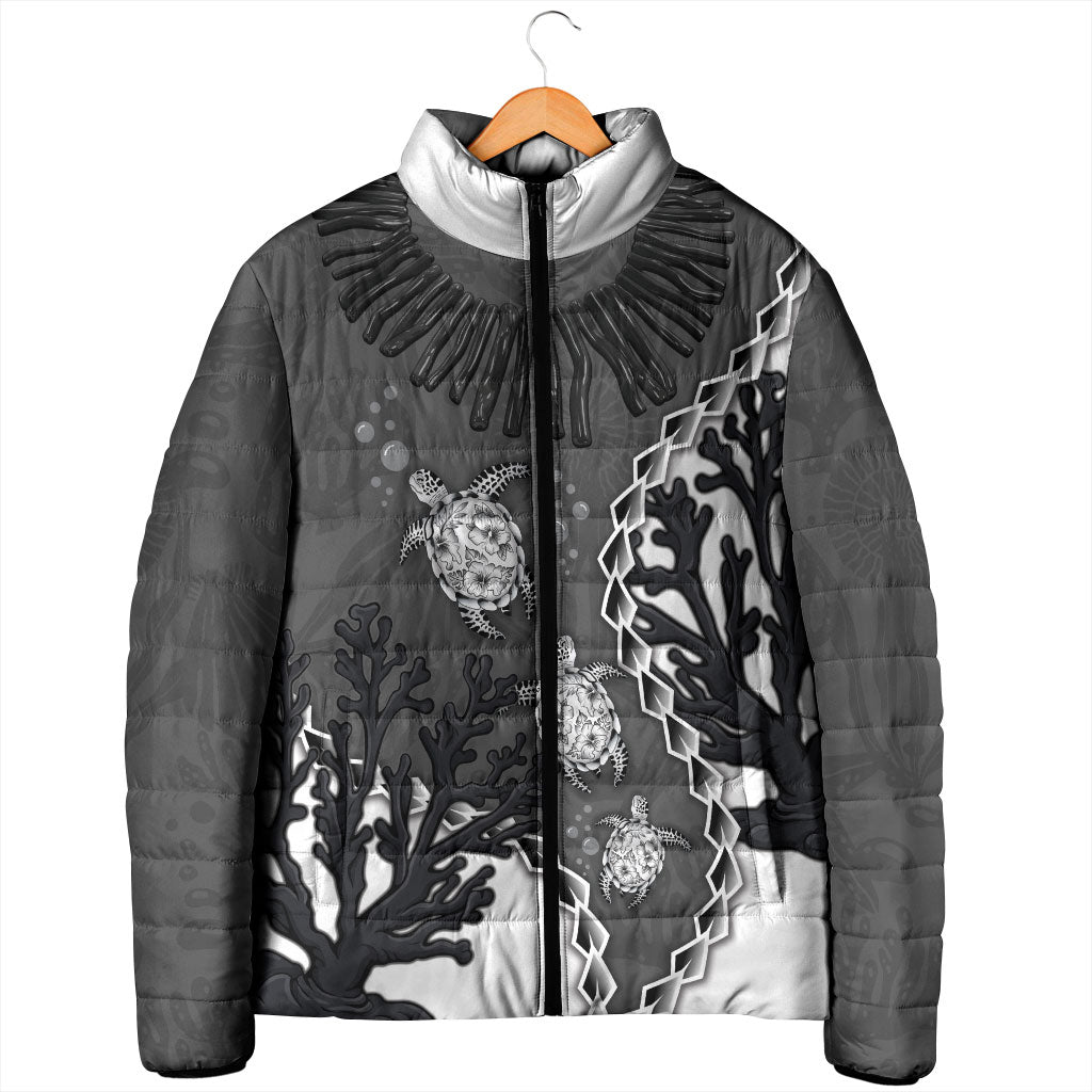 Personalized Black Coral Hawaii Padded Jacket Ekaha Ku Moana Honu Sea Turtle