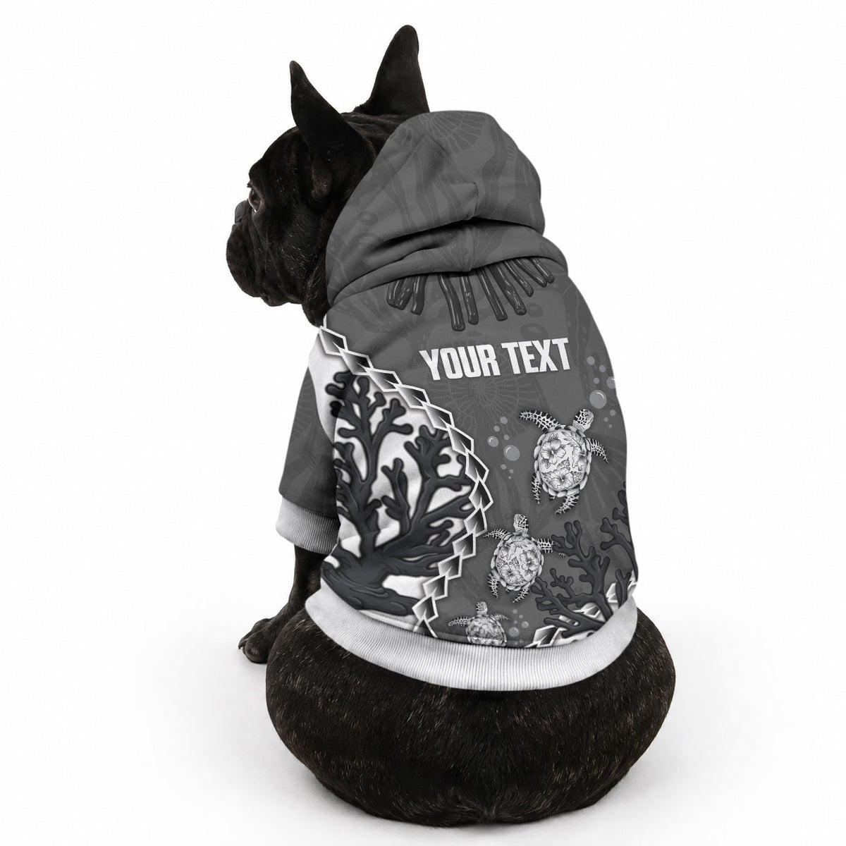Personalized Black Coral Hawaii Pet Hoodie Ekaha Ku Moana Honu Sea Turtle