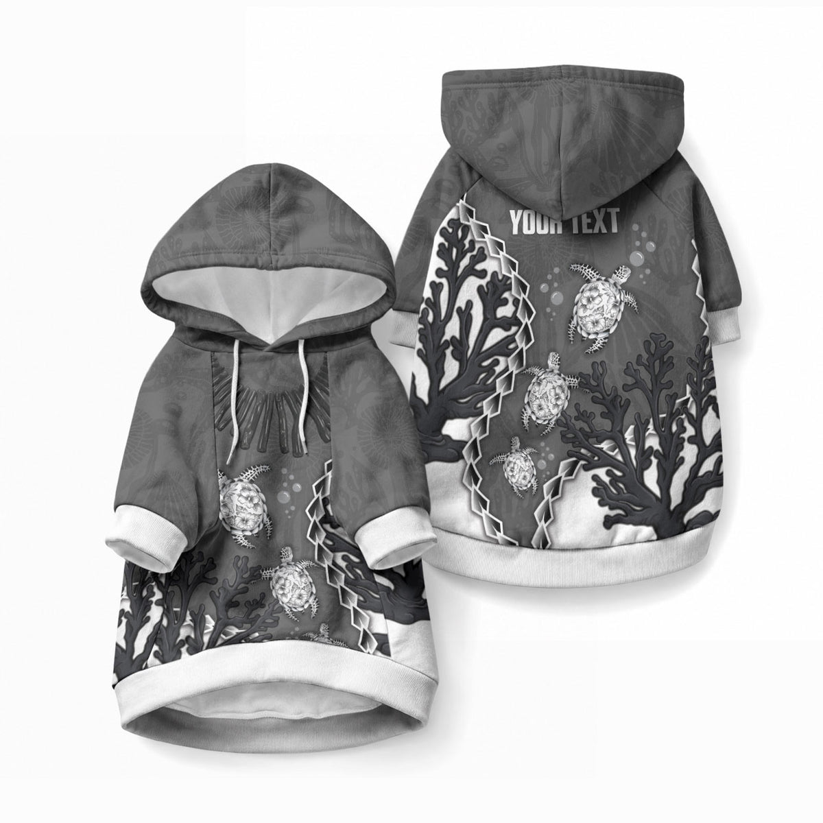 Personalized Black Coral Hawaii Pet Hoodie Ekaha Ku Moana Honu Sea Turtle
