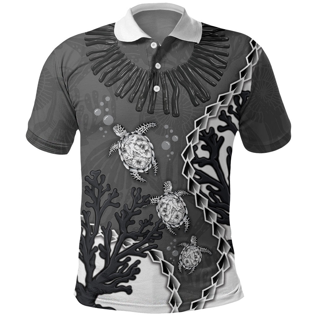 Personalized Black Coral Hawaii Polo Shirt Ekaha Ku Moana Honu Sea Turtle