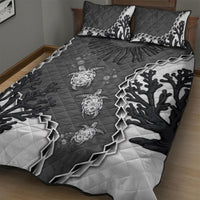 Black Coral Hawaii Quilt Bed Set Ekaha Ku Moana Honu Sea Turtle