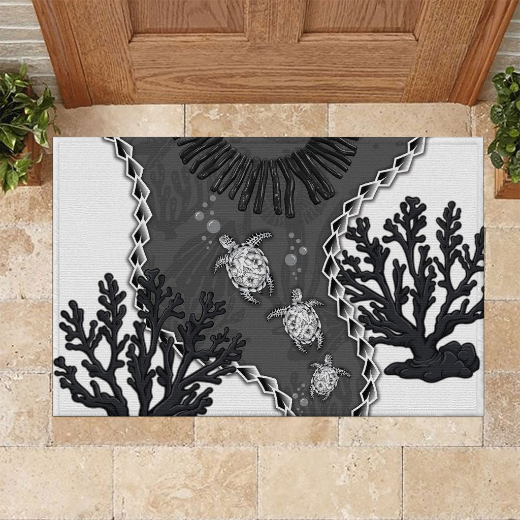 Black Coral Hawaii Rubber Doormat Ekaha Ku Moana Honu Sea Turtle