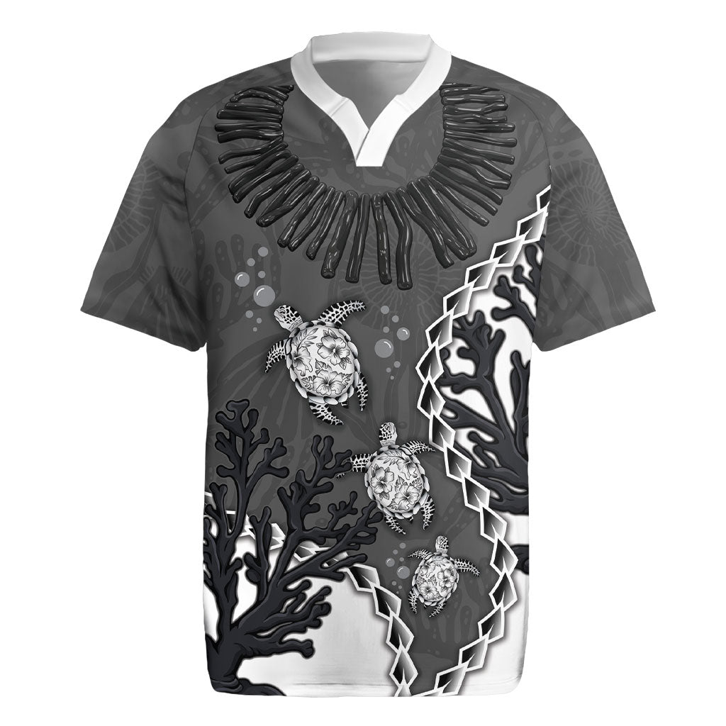 Personalized Black Coral Hawaii Rugby Jersey Ekaha Ku Moana Honu Sea Turtle