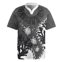 Personalized Black Coral Hawaii Rugby Jersey Ekaha Ku Moana Honu Sea Turtle