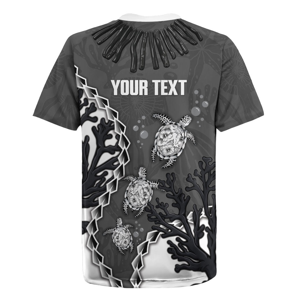 Personalized Black Coral Hawaii Rugby Jersey Ekaha Ku Moana Honu Sea Turtle
