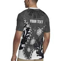Personalized Black Coral Hawaii Rugby Jersey Ekaha Ku Moana Honu Sea Turtle