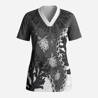 Personalized Black Coral Hawaii Scrub Top Ekaha Ku Moana Honu Sea Turtle