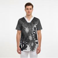 Personalized Black Coral Hawaii Scrub Top Ekaha Ku Moana Honu Sea Turtle