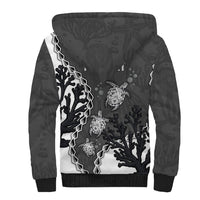 Personalized Black Coral Hawaii Sherpa Hoodie Ekaha Ku Moana Honu Sea Turtle