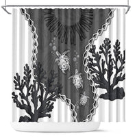 Black Coral Hawaii Shower Curtain Ekaha Ku Moana Honu Sea Turtle