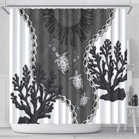 Black Coral Hawaii Shower Curtain Ekaha Ku Moana Honu Sea Turtle