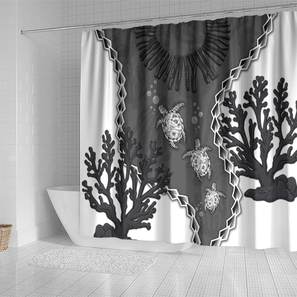 Black Coral Hawaii Shower Curtain Ekaha Ku Moana Honu Sea Turtle
