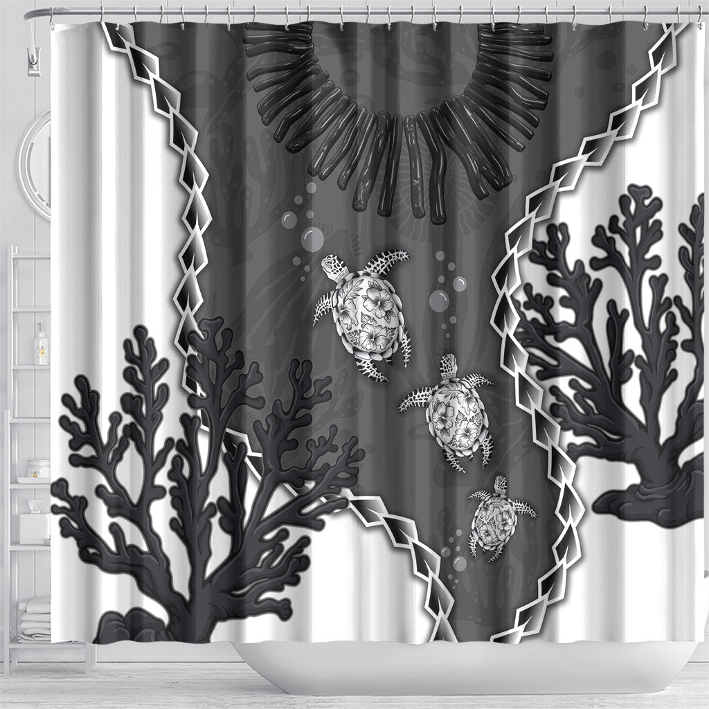 Black Coral Hawaii Shower Curtain Ekaha Ku Moana Honu Sea Turtle