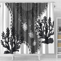 Black Coral Hawaii Shower Curtain Ekaha Ku Moana Honu Sea Turtle