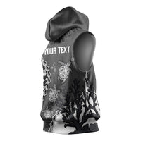 Personalized Black Coral Hawaii Sleeveless Hoodie Ekaha Ku Moana Honu Sea Turtle LT14 - Polynesian Pride