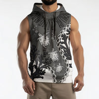 Personalized Black Coral Hawaii Sleeveless Hoodie Ekaha Ku Moana Honu Sea Turtle LT14 - Polynesian Pride